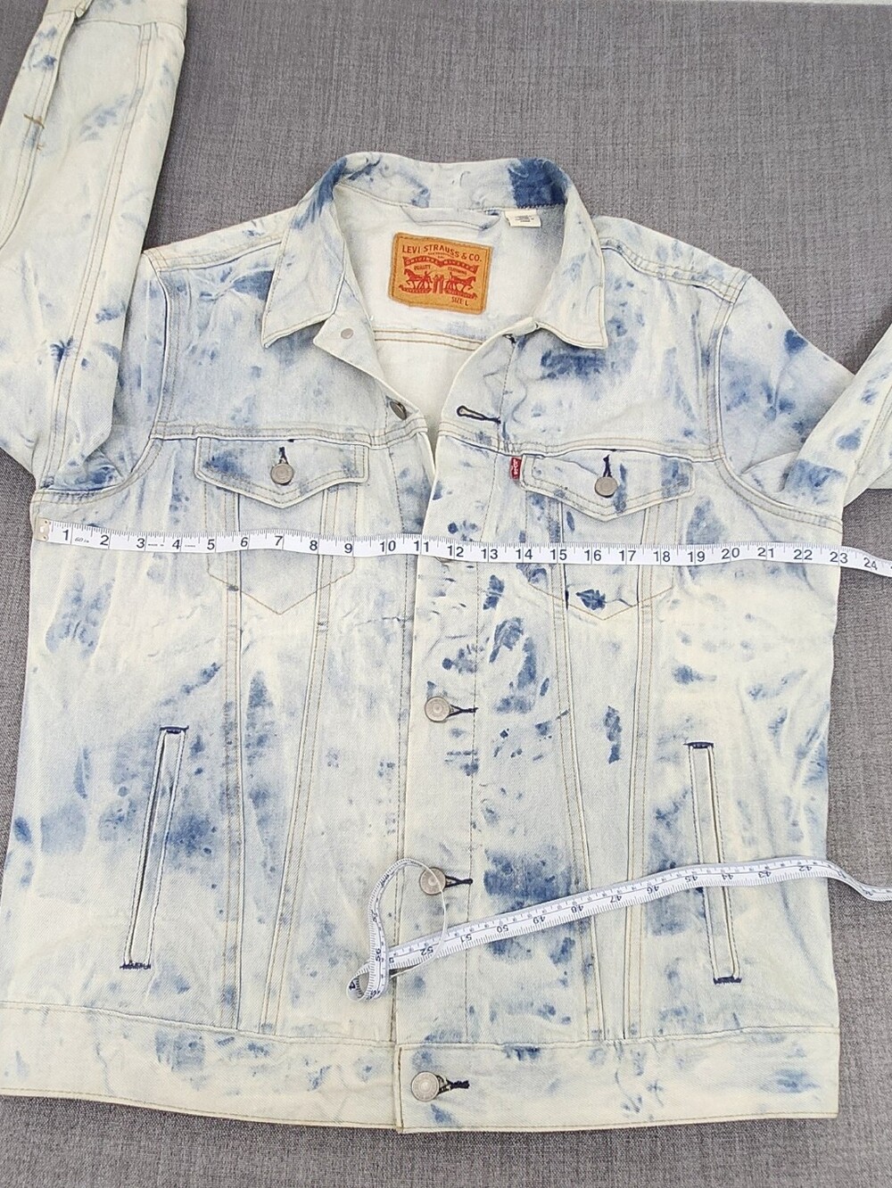 Levis Acid Wash Button Down 100% Cotton Denim Jean Jacket. Large - Picture 6 of 8